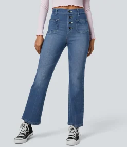 High Waisted Jeans|Jeans<HALARA Flex™ High Waisted Decorative Pocket Casual Bootcut Jeans