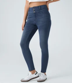High Waisted Jeans|Skinny Jeans<HALARA Flex™ High Waisted Zipper Pockets Casual Skinny Jeans