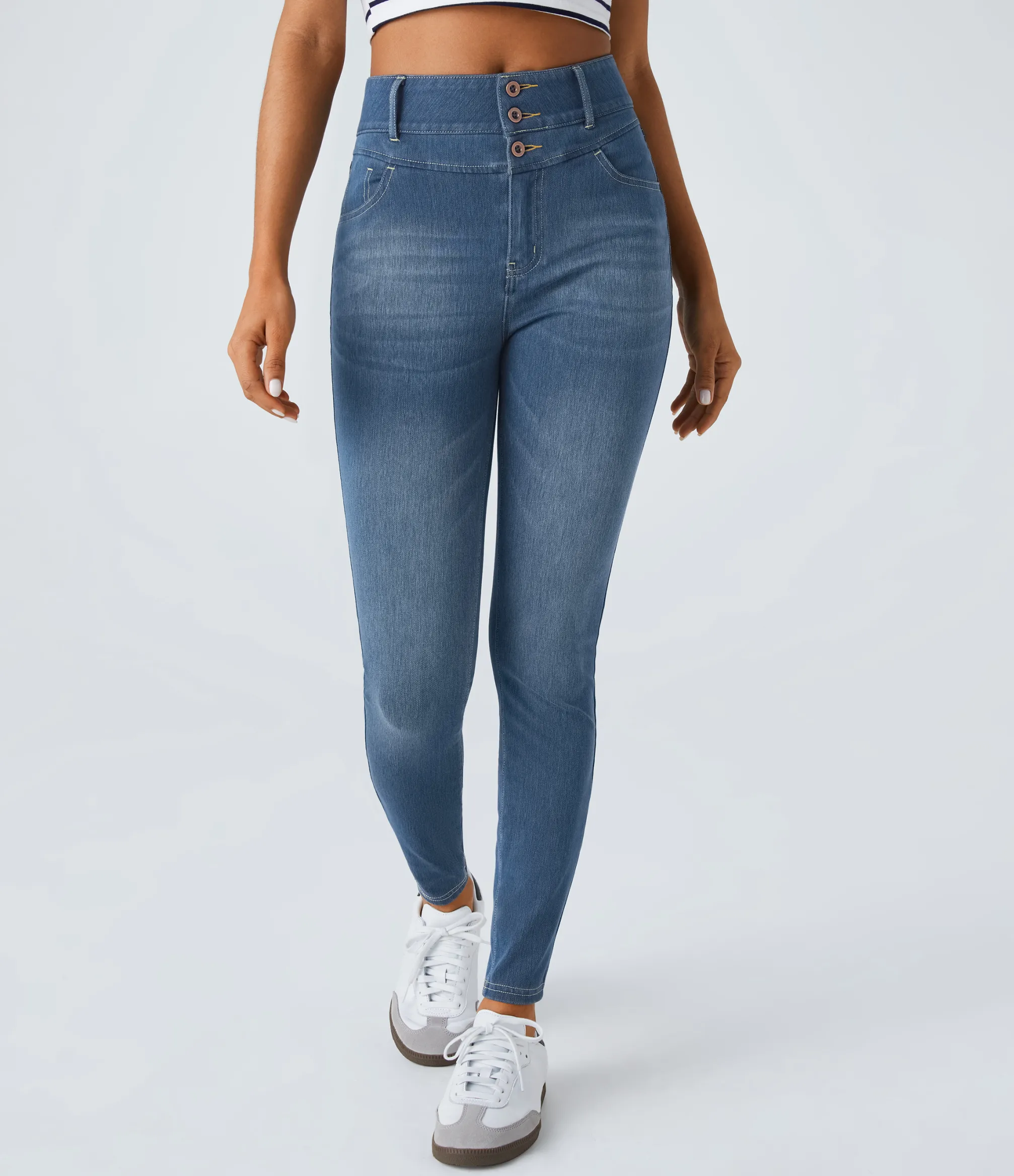 High Waisted Jeans|Skinny Jeans<HALARA Flex™ High Waisted Zipper Pockets Casual Skinny Jeans