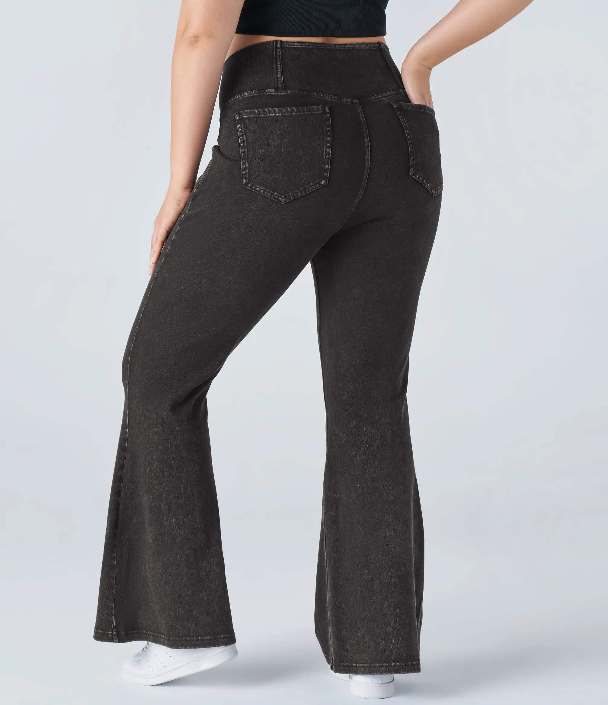 Plus-Size Denim|Plus Size<HALARA Flex™ High Waisted Crossover Pocket Washed Casual Plus Size Jeans