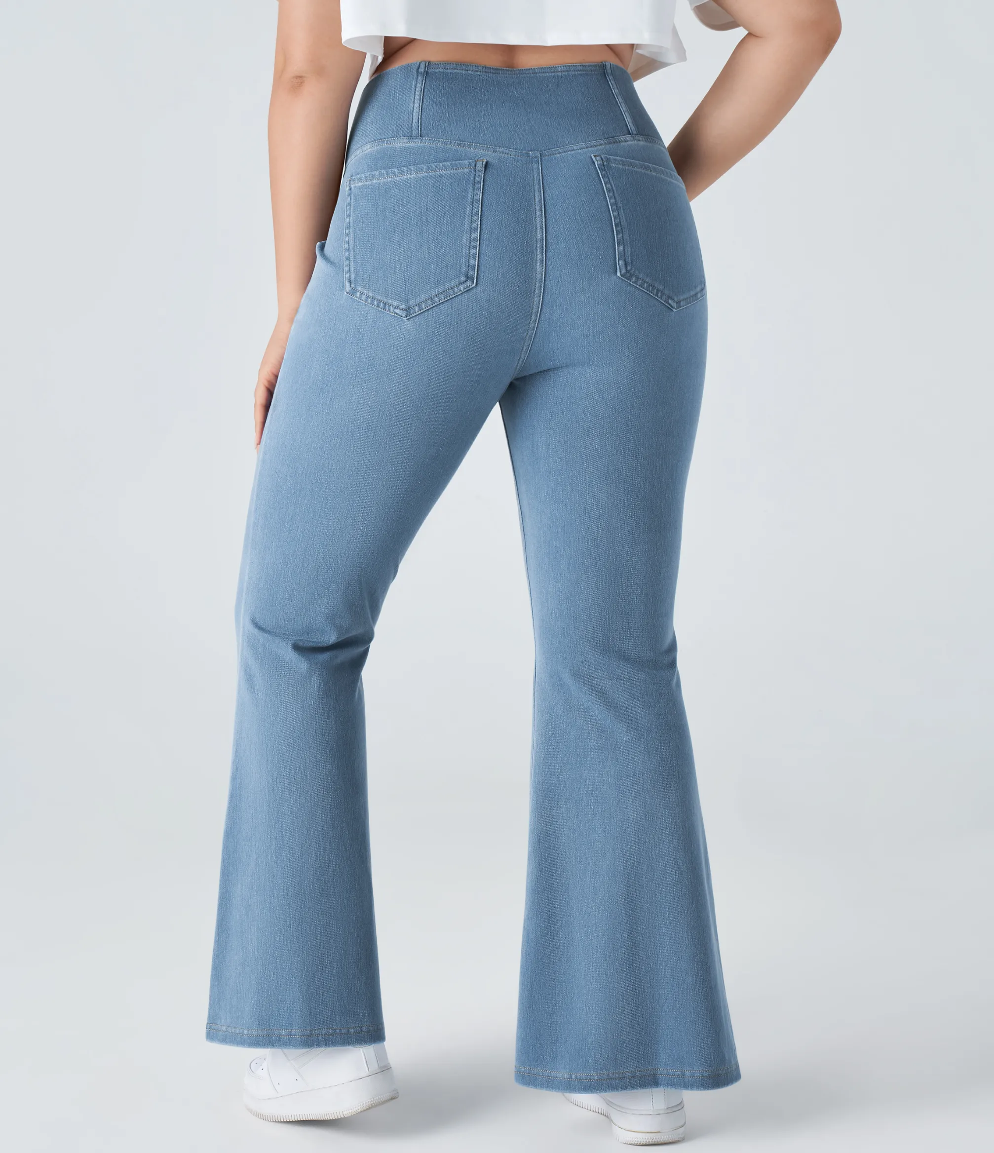 Plus-Size Denim|Plus Size<HALARA Flex™ High Waisted Crossover Pocket Washed Casual Plus Size Jeans