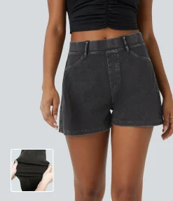 Denim Shorts|Denim Shorts<HALARA Flex™ High Waisted Pocket Denim Casual Shorts 2.5''