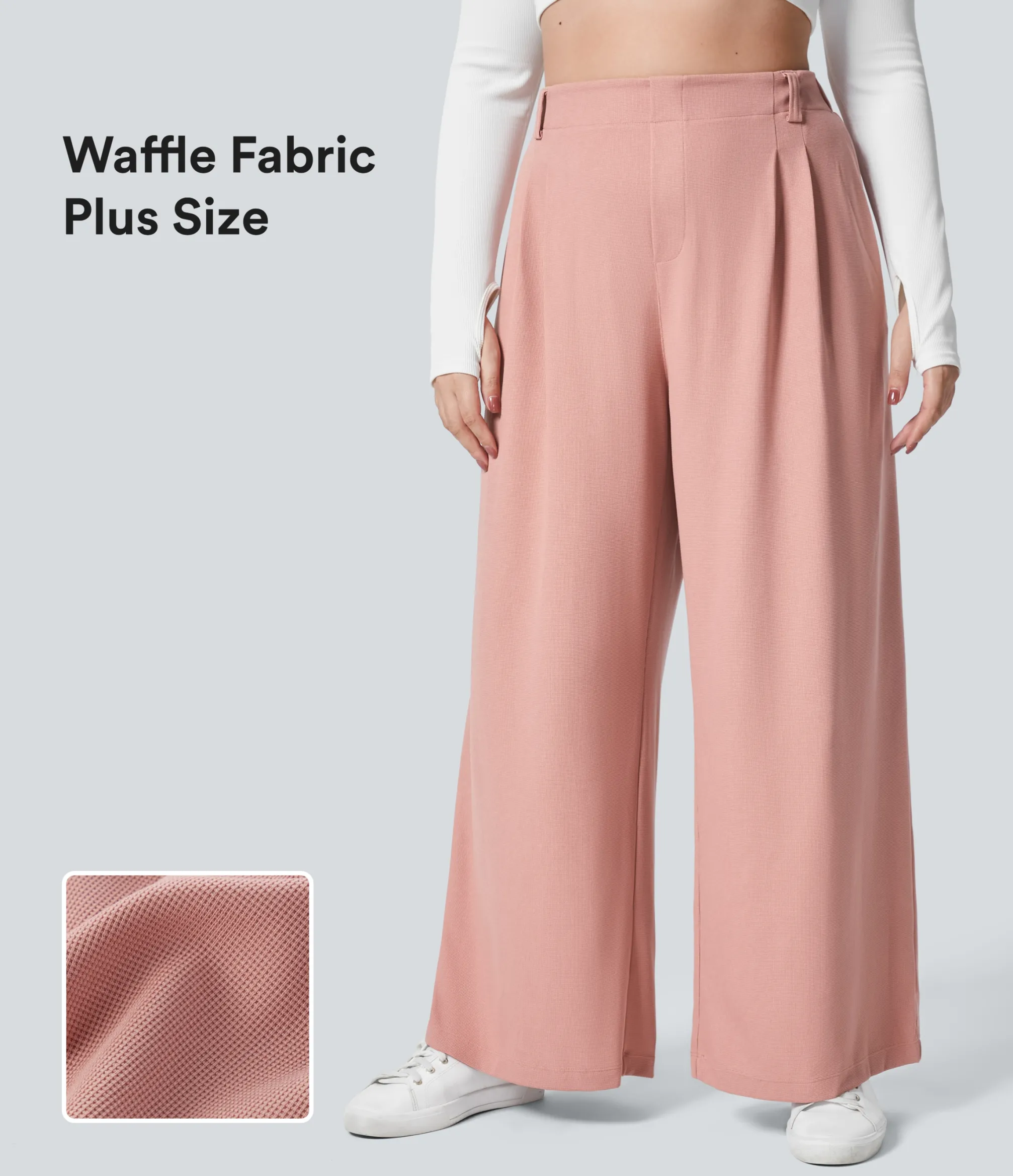Halara Flex™ Pant|Plus Size<HALARA Flex™ High Waisted Pocket Wide Leg Waffle Work Plus Size Pants