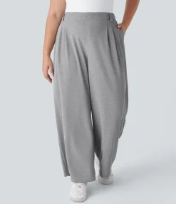 Halara Flex™ Pant|Plus Size<HALARA Flex™ High Waisted Pocket Wide Leg Waffle Work Plus Size Pants