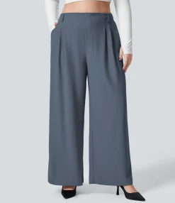 Halara Flex™ Pant|Plus Size<HALARA Flex™ High Waisted Pocket Wide Leg Waffle Work Plus Size Pants