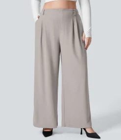 Halara Flex™ Pant|Plus Size<HALARA Flex™ High Waisted Pocket Wide Leg Waffle Work Plus Size Pants
