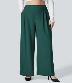 Halara Flex™ Pant|Plus Size<HALARA Flex™ High Waisted Pocket Wide Leg Waffle Work Plus Size Pants