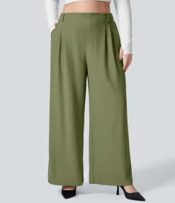 Halara Flex™ Pant|Plus Size<HALARA Flex™ High Waisted Pocket Wide Leg Waffle Work Plus Size Pants