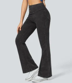 Skinny Jeans|Flare & Bootcut Jeans<HALARA Flex™ High Waisted Top-stitching Washed Casual Flare Jeans
