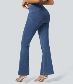 Skinny Jeans|Flare & Bootcut Jeans<HALARA Flex™ High Waisted Top-stitching Washed Casual Flare Jeans