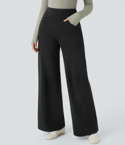 High Waisted Jeans|Wide Leg Jeans<HALARA Flex™ High Waisted Pockets Wide Leg Casual Thermal Jeans