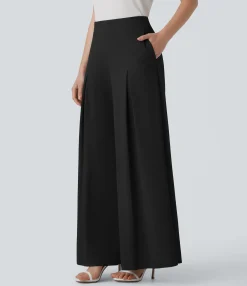 High-Waisted Pants|Wide-Leg Pants<HALARA Flex™ High Waisted Pocket Palazzo Wide Leg Micro Waffle Work Pants