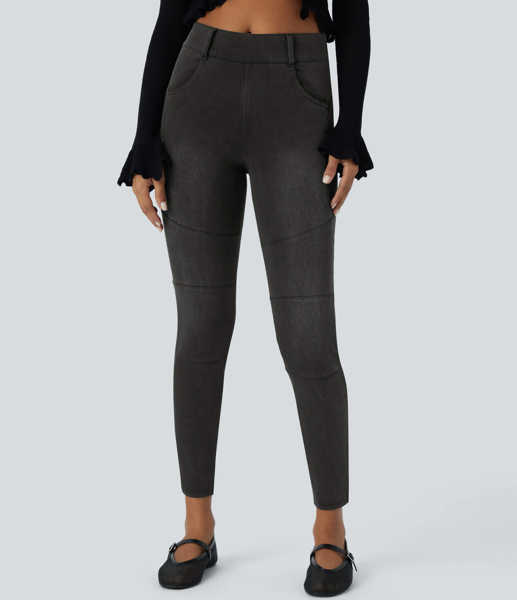 Pocket Leggings|Casual Wear Leggings<HALARA Flex™ High Waisted Pockets 7/8 Denim Casual Biker Leggings