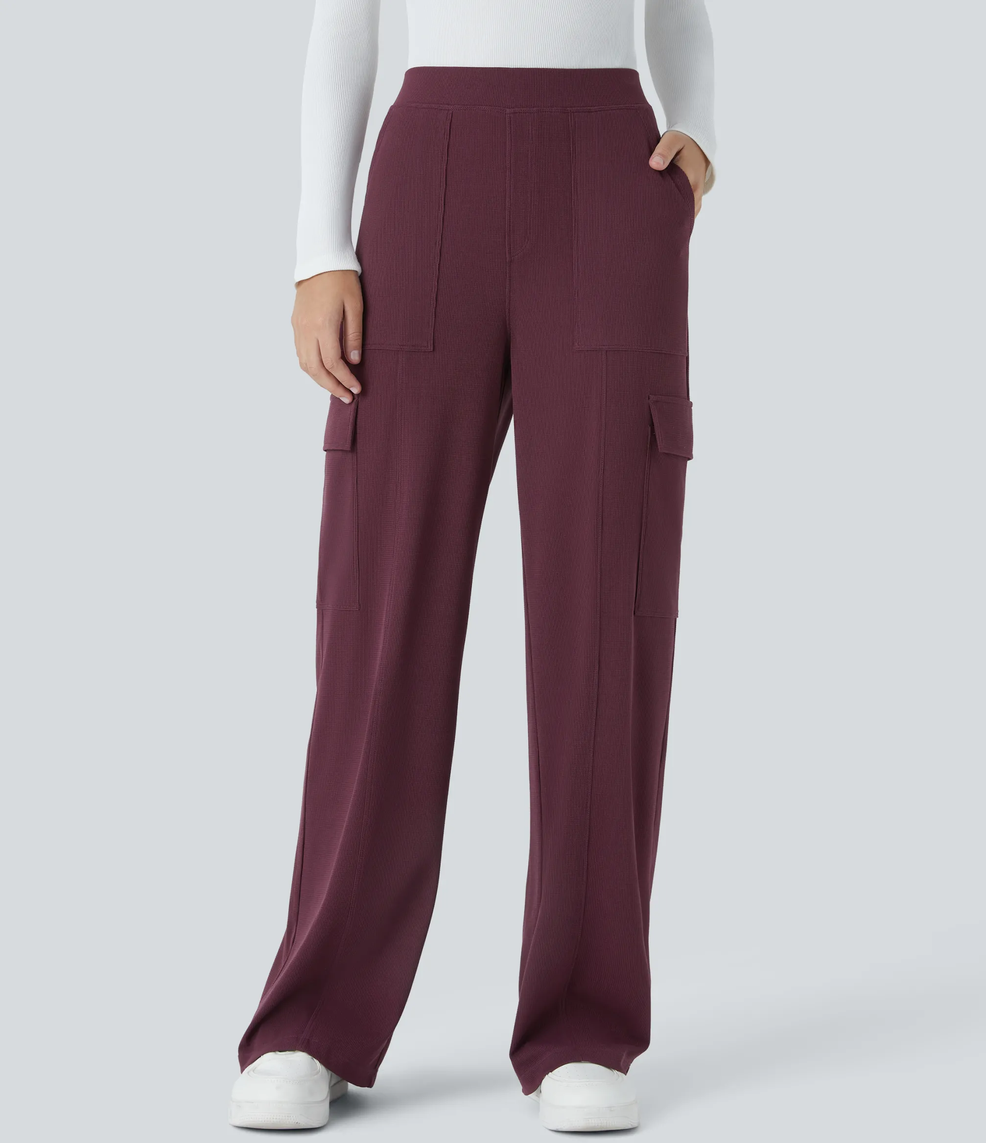 High-Waisted Pants|Pants<HALARA Flex™ High Waisted Pockets Straight Leg Waffle Work Pants
