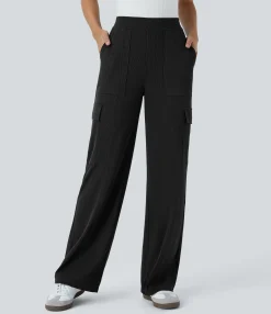 High-Waisted Pants|Pants<HALARA Flex™ High Waisted Pockets Straight Leg Waffle Work Pants