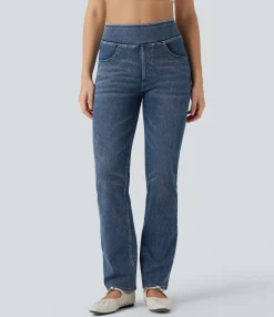 High Waisted Jeans|Jeans<HALARA Flex™ High Waisted Washed Casual Bootcut Jeans with Pockets
