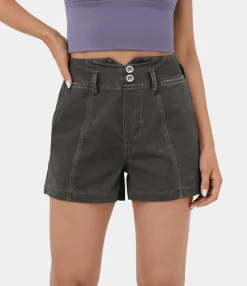 Denim Shorts|Denim Shorts<HALARA Flex™ High Waisted V Shaped Waistband Pockets Cool Touch Breathable Washed Denim Casual Shorts 3''