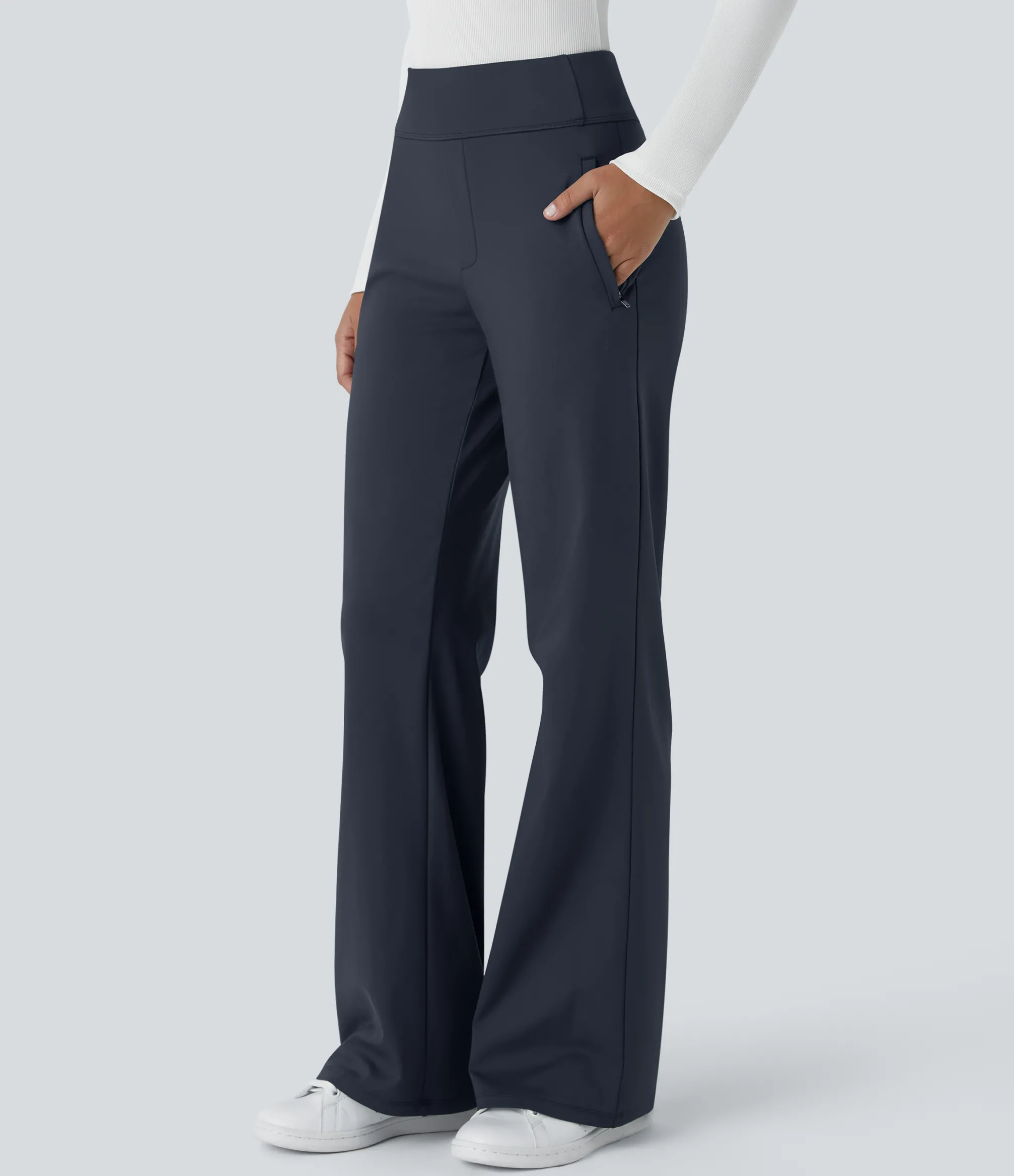 High-Waisted Pants|Flare Pants<HALARA Flex™ High Waisted Side Zipper Pocket Work Flare Pants