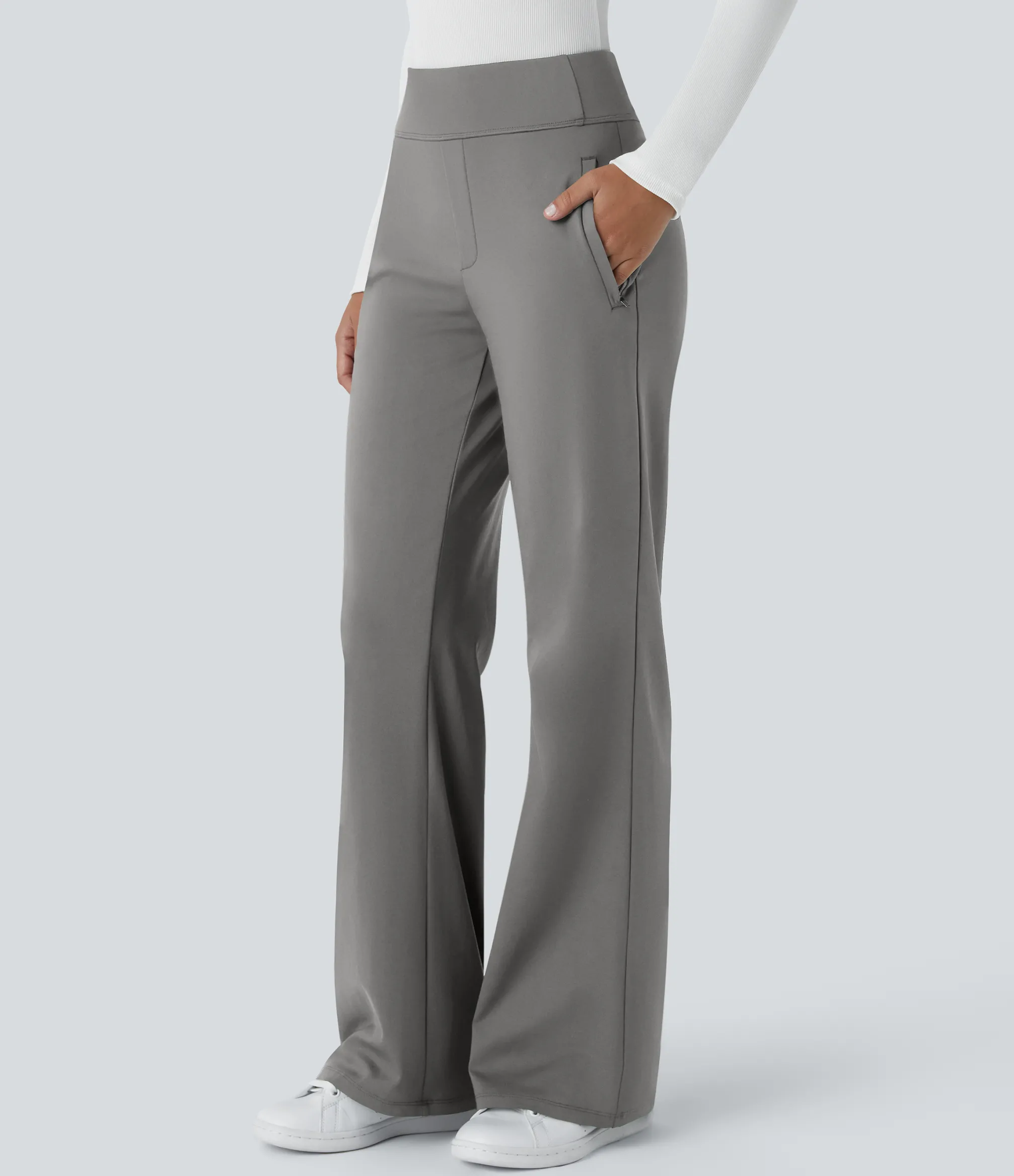 High-Waisted Pants|Flare Pants<HALARA Flex™ High Waisted Side Zipper Pocket Work Flare Pants
