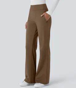 High-Waisted Pants|Flare Pants<HALARA Flex™ High Waisted Side Zipper Pocket Work Flare Pants