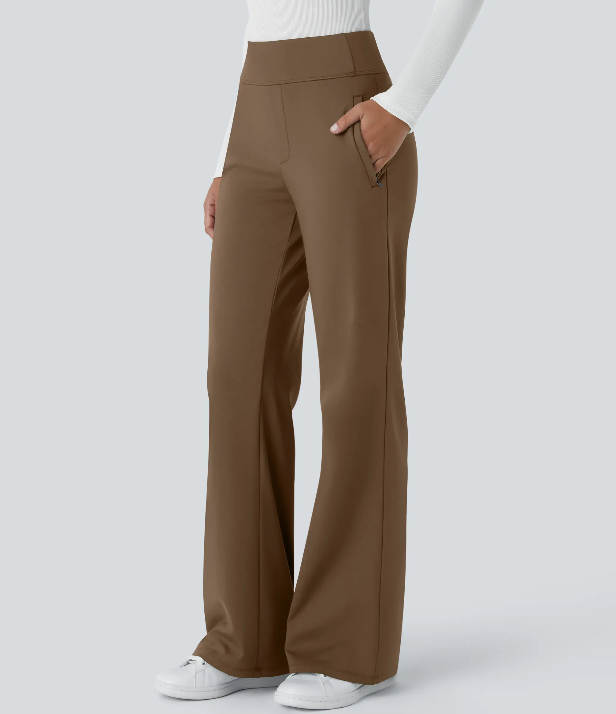 High-Waisted Pants|Flare Pants<HALARA Flex™ High Waisted Side Zipper Pocket Work Flare Pants