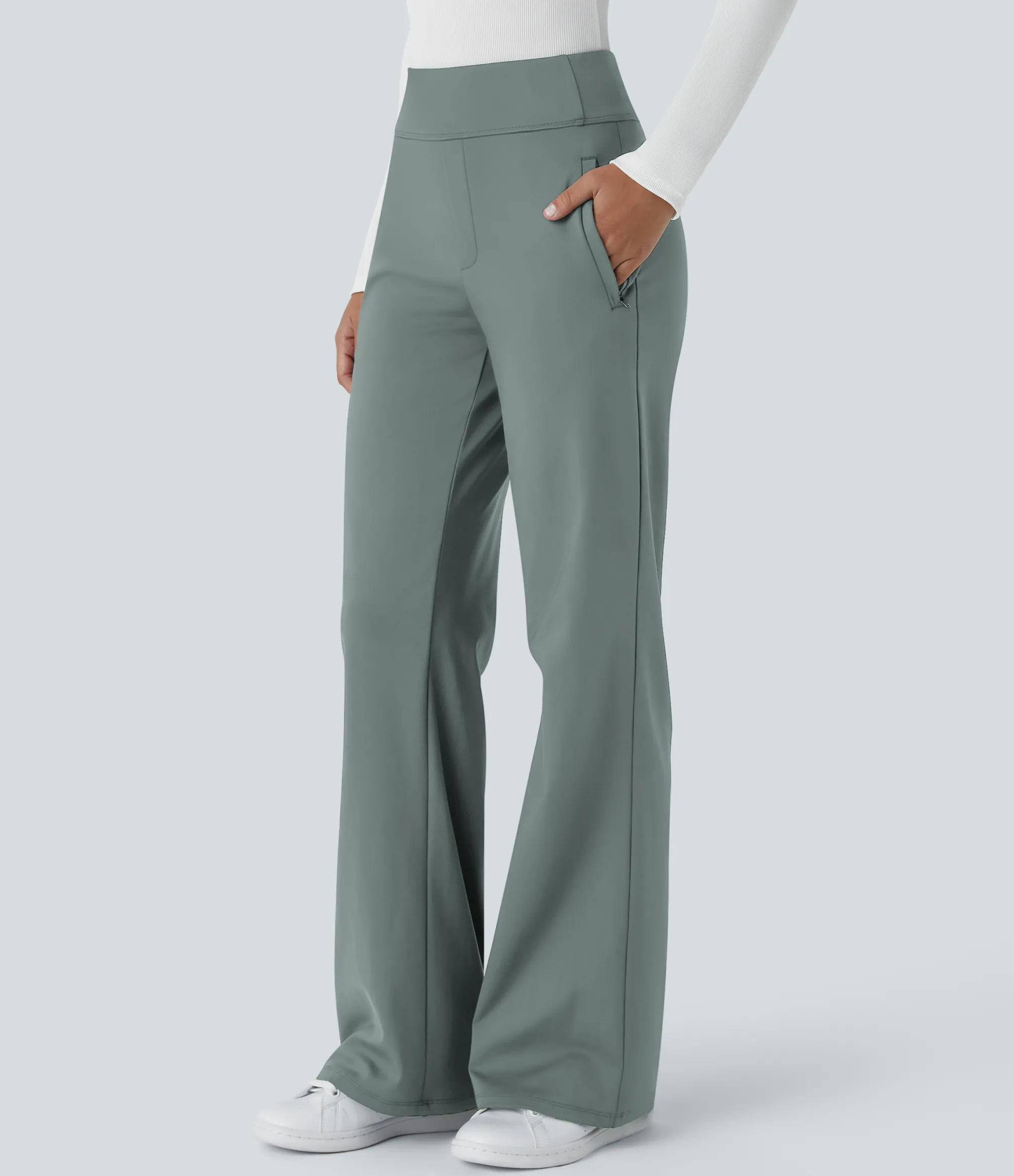 High-Waisted Pants|Flare Pants<HALARA Flex™ High Waisted Side Zipper Pocket Work Flare Pants