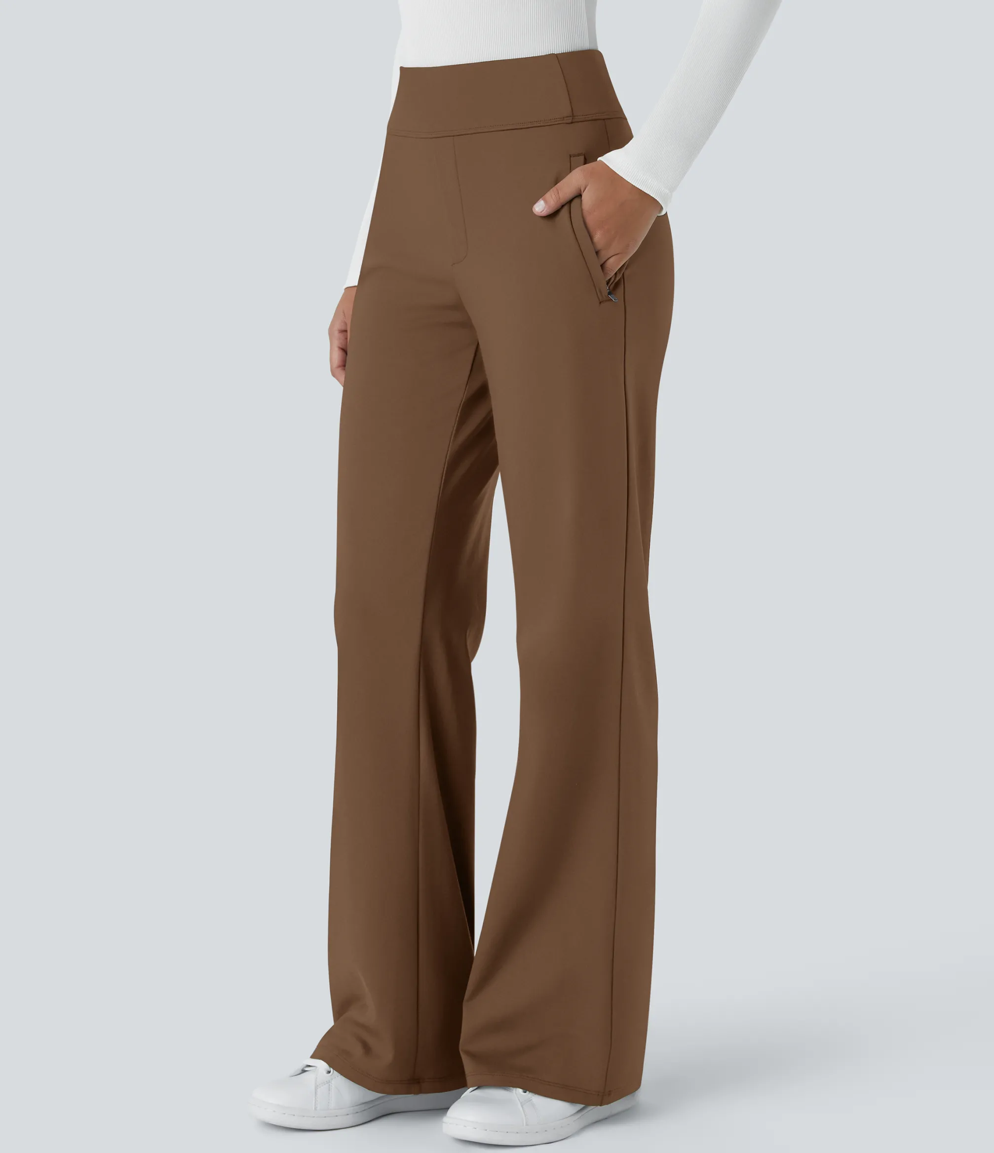 High-Waisted Pants|Flare Pants<HALARA Flex™ High Waisted Side Zipper Pocket Work Flare Pants