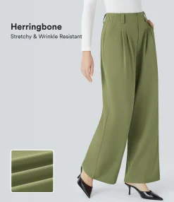 High-Waisted Pants|Halara Flex™ Pant<HALARA Flex™ High Waisted Pocket Herringbone Wide Leg Work Pants