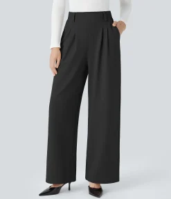 High-Waisted Pants|Halara Flex™ Pant<HALARA Flex™ High Waisted Pocket Herringbone Wide Leg Work Pants