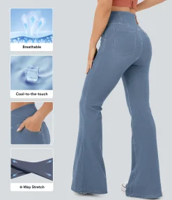 High Waisted Jeans|Jeans<HALARA Flex™ High Waisted Crossover Pocket Cool Touch Washed Casual Jeans