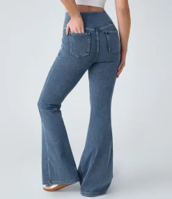 High Waisted Jeans|Jeans<HALARA Flex™ High Waisted Crossover Pocket Cool Touch Washed Casual Jeans