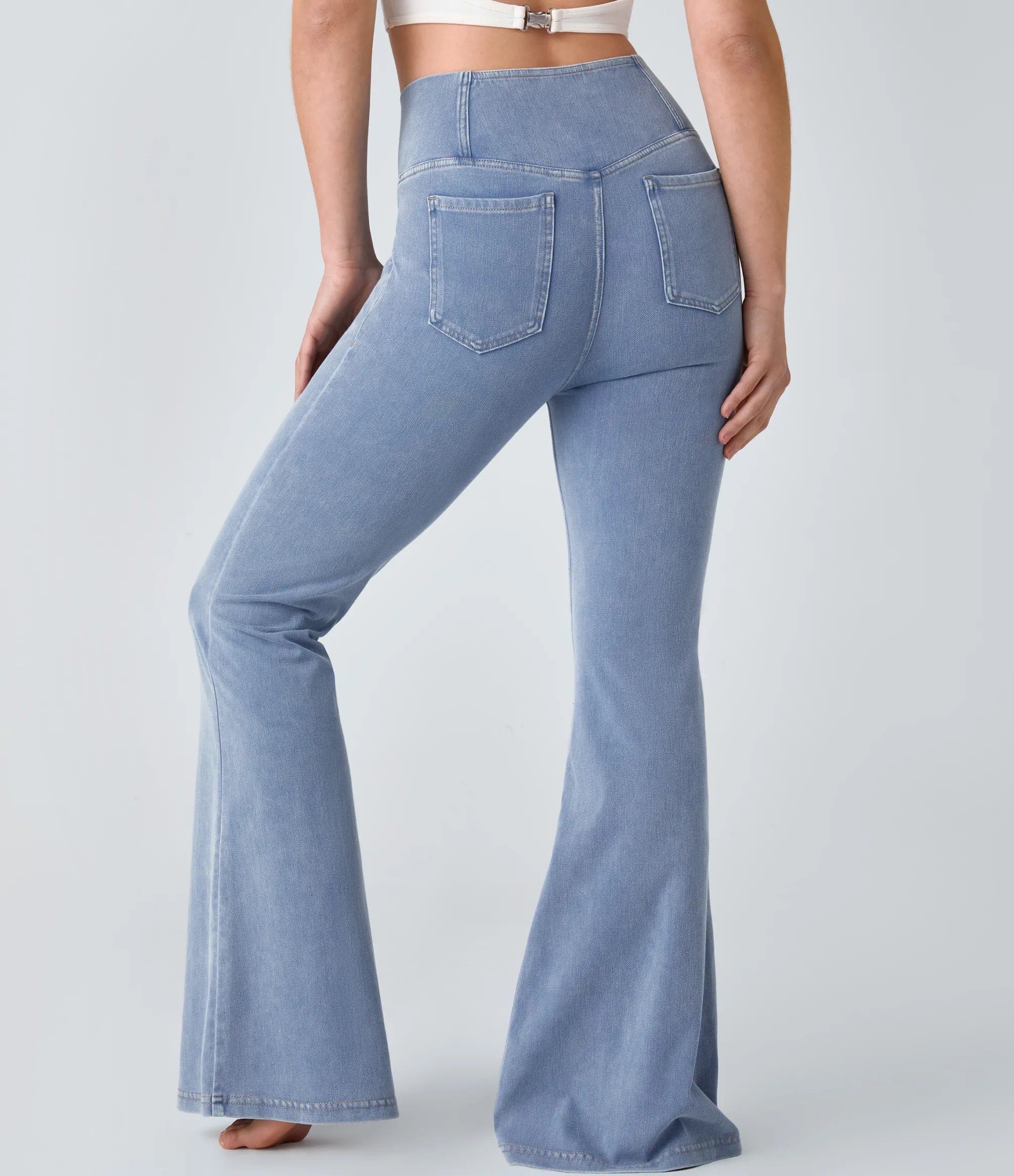 High Waisted Jeans|Jeans<HALARA Flex™ High Waisted Crossover Pocket Cool Touch Washed Casual Jeans