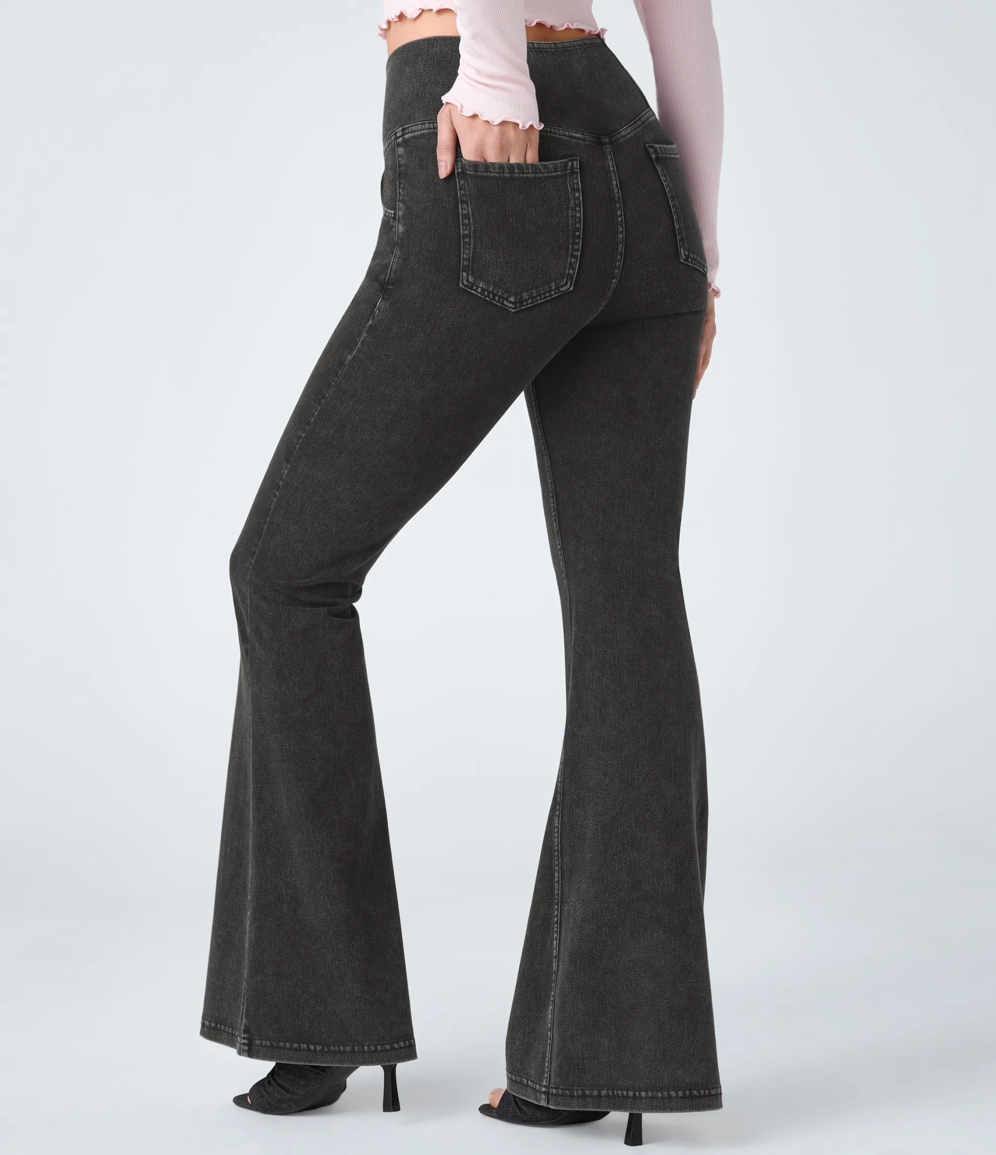 High Waisted Jeans|Jeans<HALARA Flex™ High Waisted Crossover Pocket Cool Touch Washed Casual Jeans