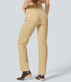 High Waisted Jeans|Colored Jeans<HALARA Flex™ High Waisted Pockets Straight Leg Colorful Casual Jeans