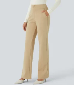 High-Waisted Pants|Work Pants<HALARA Flex™ High Waisted Zipper Pocket Slim Fit Work Pants