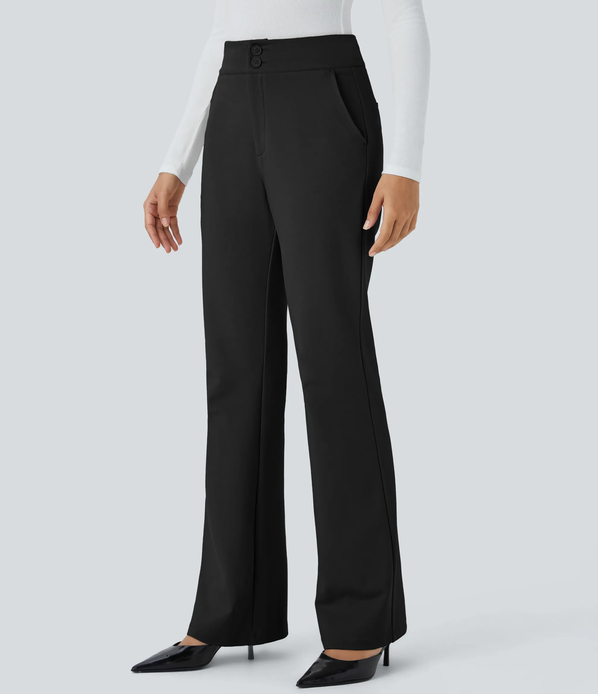 High-Waisted Pants|Work Pants<HALARA Flex™ High Waisted Zipper Pocket Slim Fit Work Pants