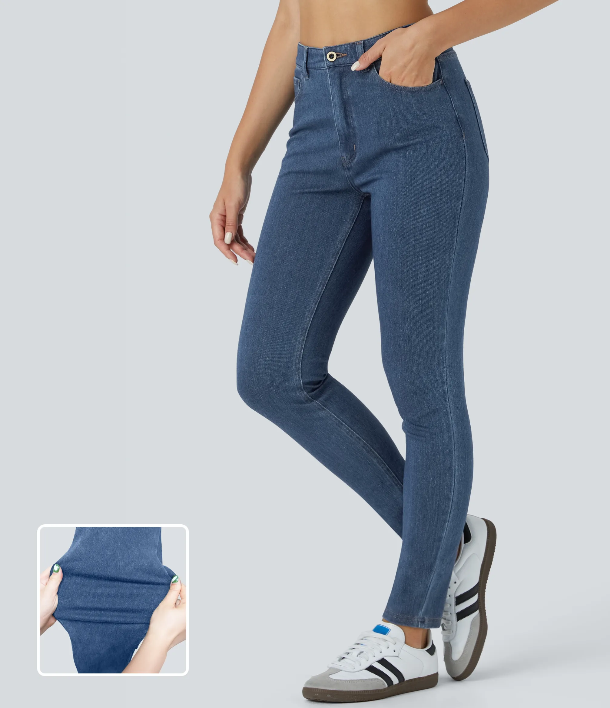 High Waisted Jeans|Jeans<HALARA Flex™ High Waisted Zipper Pockets Casual Jeans