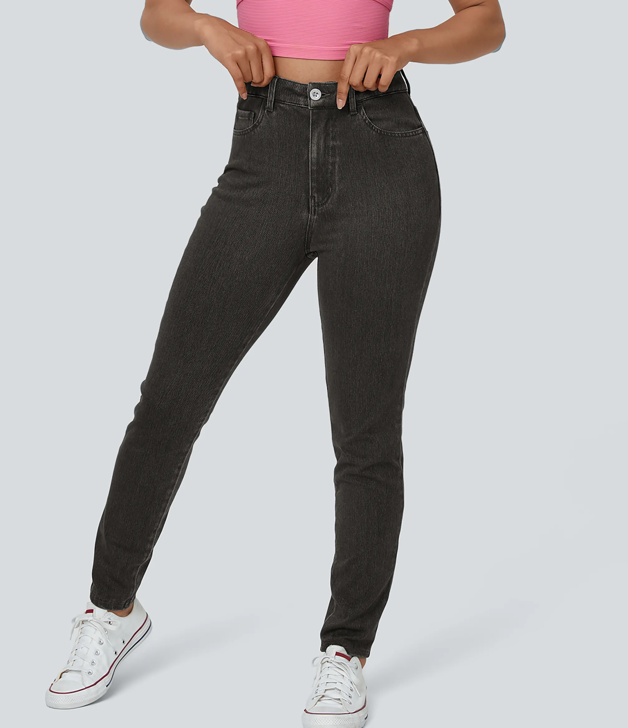 High Waisted Jeans|Jeans<HALARA Flex™ High Waisted Zipper Pockets Casual Jeans