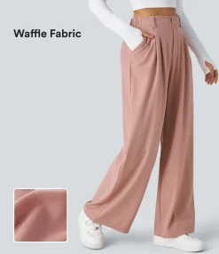High-Waisted Pants|Halara Flex™ Pant<HALARA Flex™ High Waisted Pocket Wide Leg Waffle Work Pants