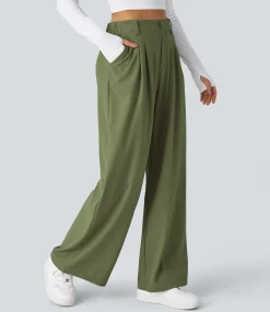 High-Waisted Pants|Halara Flex™ Pant<HALARA Flex™ High Waisted Pocket Wide Leg Waffle Work Pants