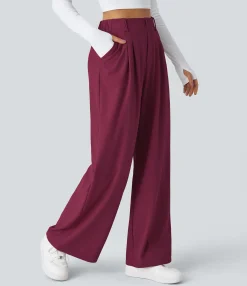 High-Waisted Pants|Halara Flex™ Pant<HALARA Flex™ High Waisted Pocket Wide Leg Waffle Work Pants