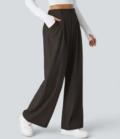 High-Waisted Pants|Halara Flex™ Pant<HALARA Flex™ High Waisted Pocket Wide Leg Waffle Work Pants