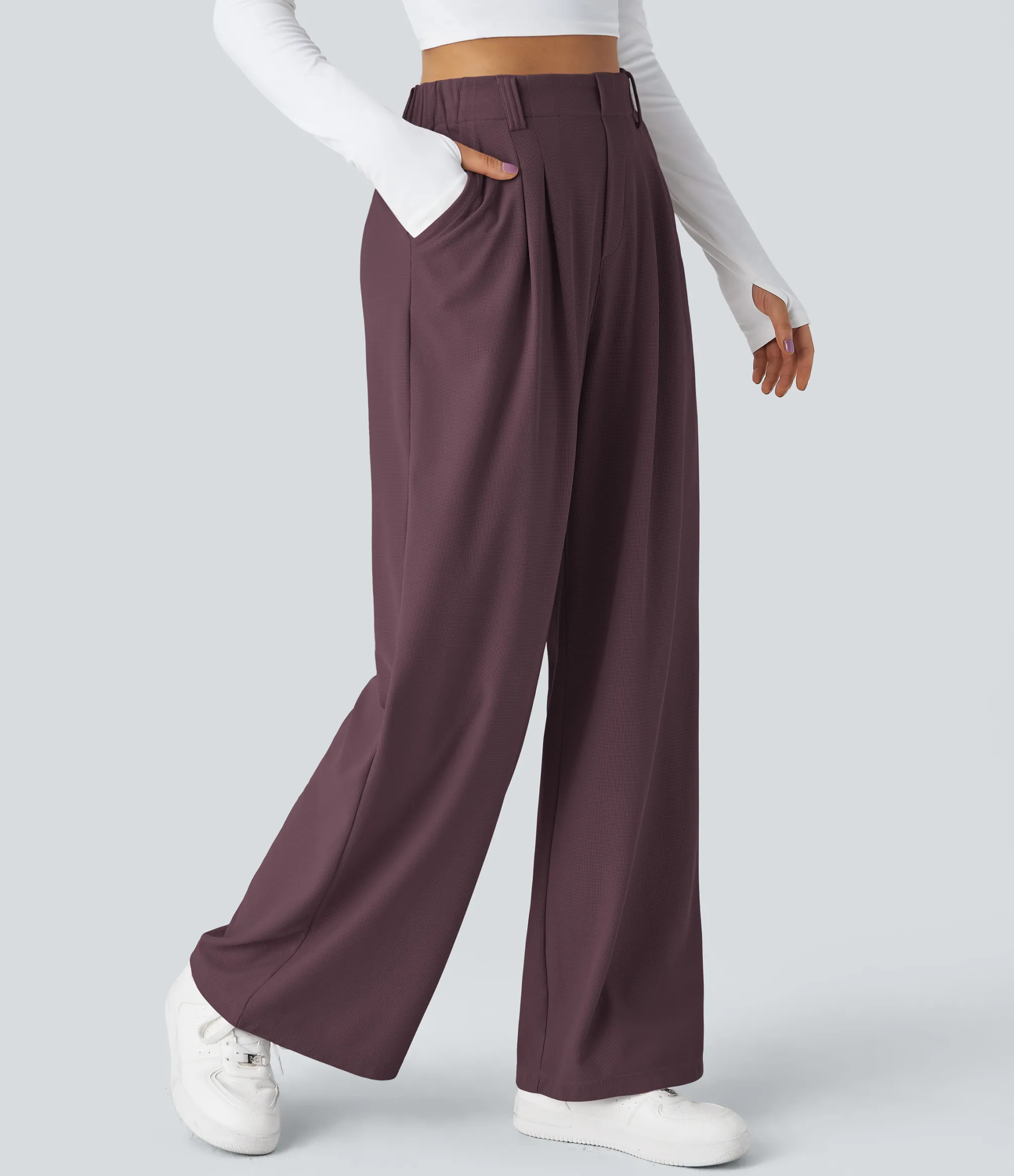 High-Waisted Pants|Halara Flex™ Pant<HALARA Flex™ High Waisted Pocket Wide Leg Waffle Work Pants