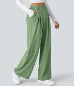 High-Waisted Pants|Halara Flex™ Pant<HALARA Flex™ High Waisted Pocket Wide Leg Waffle Work Pants