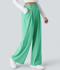 High-Waisted Pants|Halara Flex™ Pant<HALARA Flex™ High Waisted Pocket Wide Leg Waffle Work Pants