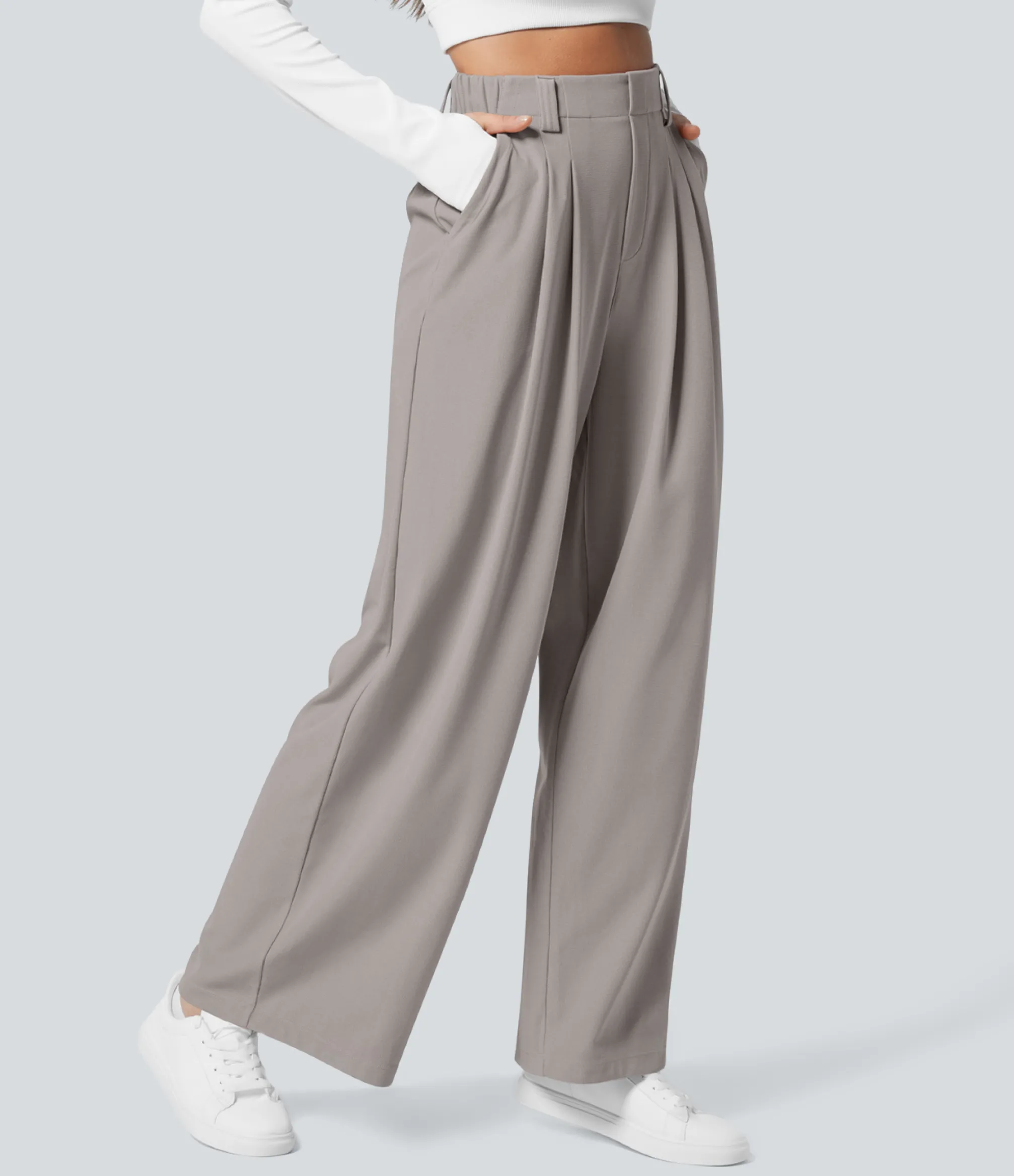 High-Waisted Pants|Halara Flex™ Pant<HALARA Flex™ High Waisted Pocket Wide Leg Waffle Work Pants