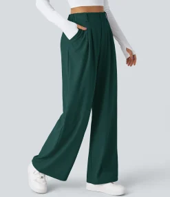 High-Waisted Pants|Halara Flex™ Pant<HALARA Flex™ High Waisted Pocket Wide Leg Waffle Work Pants