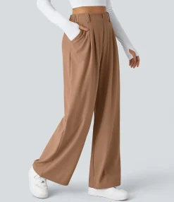 High-Waisted Pants|Halara Flex™ Pant<HALARA Flex™ High Waisted Pocket Wide Leg Waffle Work Pants