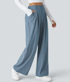 High-Waisted Pants|Halara Flex™ Pant<HALARA Flex™ High Waisted Pocket Wide Leg Waffle Work Pants