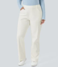 Plus-Size Denim|Plus Size<HALARA Flex™ High Waisted Pockets Straight Leg Washed Casual Plus Size Jeans